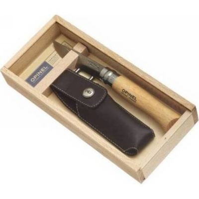 Coltello Plumier N°8 Set Inox con Fodero e Scatola in Legno