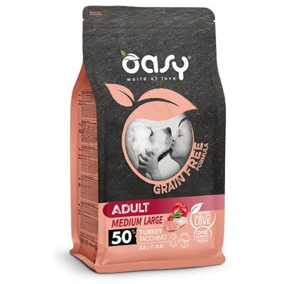 Oasy dry dog grain free adult medium/large tacchino 2,5 kg