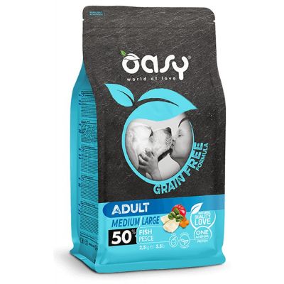 Oasy dry dog grain free adult medium/large pesce 12 kg.