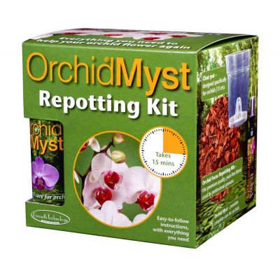 Orchidea kit per il rinvaso: Orchid Myst 100 ml + Terriccio + vaso trasparente