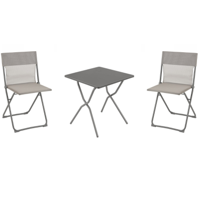 Set tavolo balcony colorblock titane 70x70 cm + 2 sedie terre
