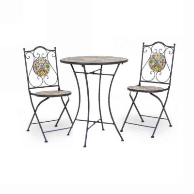 Naxos Set Tavolo Ø 60 + 2 Sedie pieghevoli