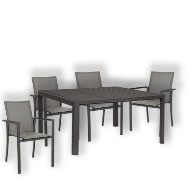 Kiplin Set Tavolo allungabile 180-240 cm + 4 Sedie Konnor antracite